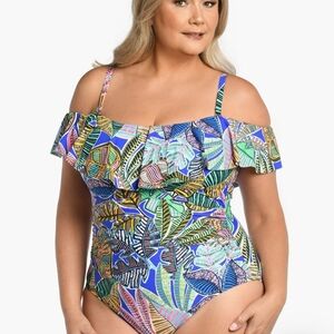NWT Size 16 La Blanca Tropical Off-Shoulder Swimsuit